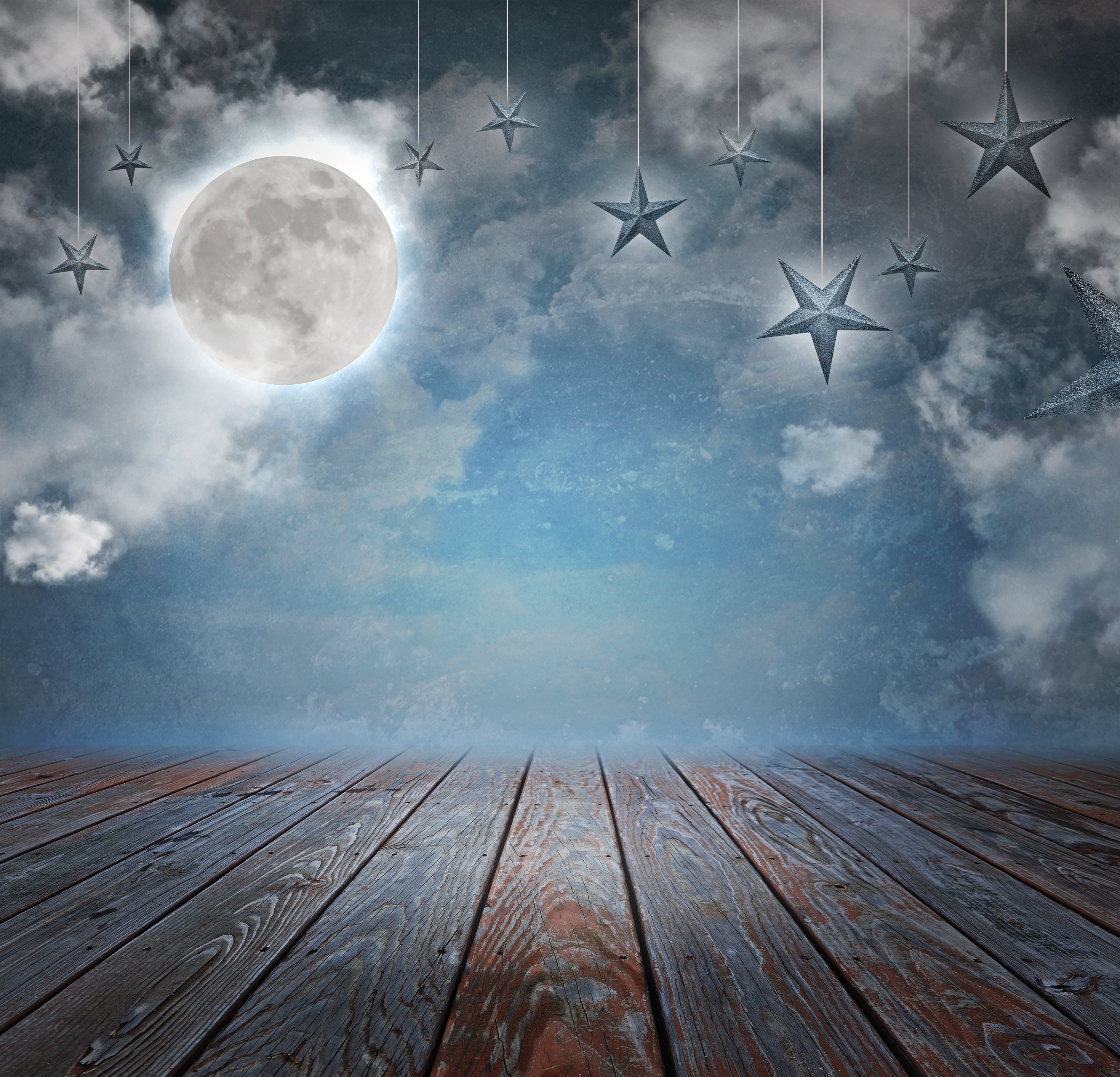 Moon And Stars Night Background Backdrop
