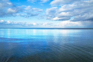 Calm Baltic sea with reflected blue sky