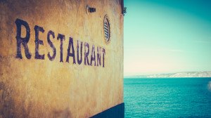 Retro Photo Of Rustic Restaurant By The Sea In Marseille South Of France